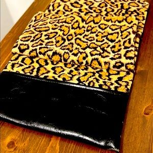 Floral Embroidered Wallet Vegan Leather Leopard Animal Print Trifold Bee Motif